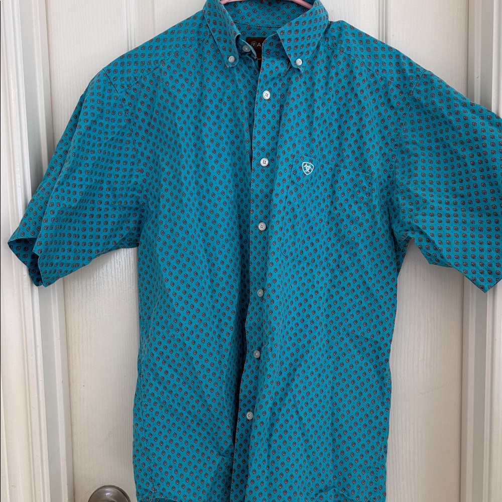 Ariat Men's Teal Patterned Button Down Shirt